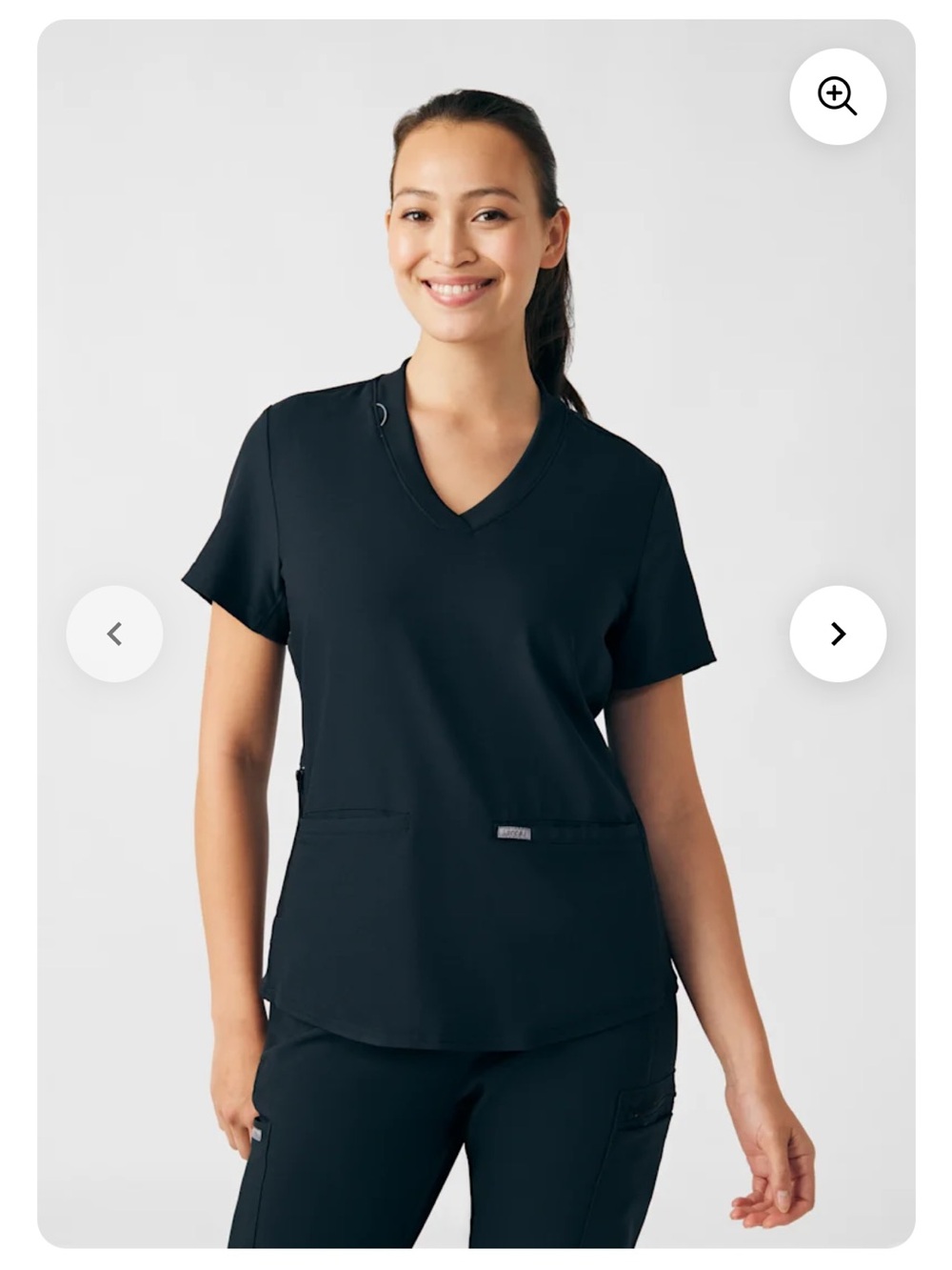Landau Black V-Neck Short Sleeve Medical Top